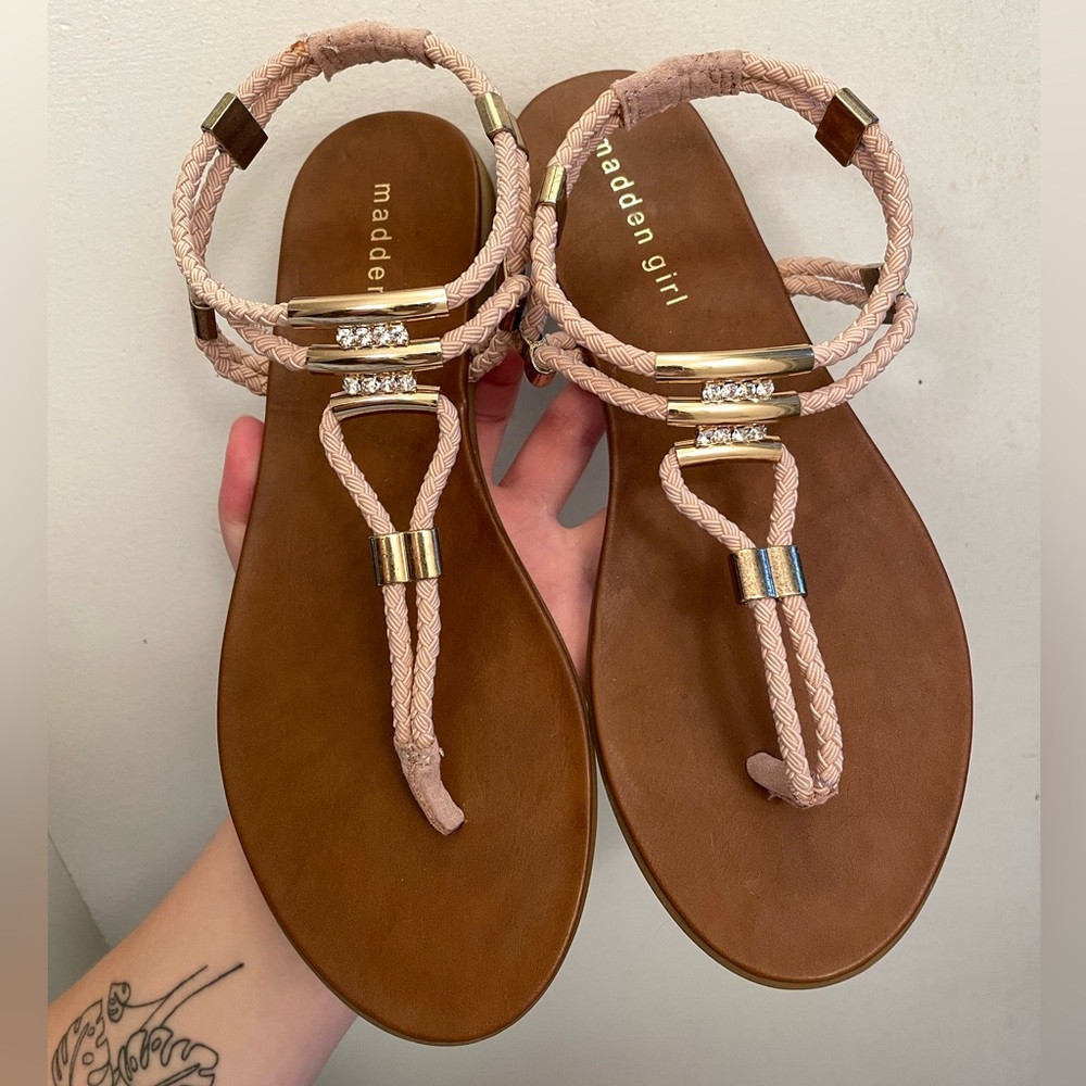 Madden Girl Women's Braided Sandals - Pink and Brown